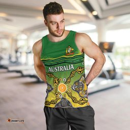 (Custom Text And Number) Australia Cricket Men Tank Top Aboriginal Dots Style