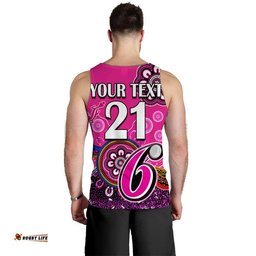 (Custom Personalised) Sydney Sixers Men Tank Top Cricket Indigenous Aboriginal Lizard Version