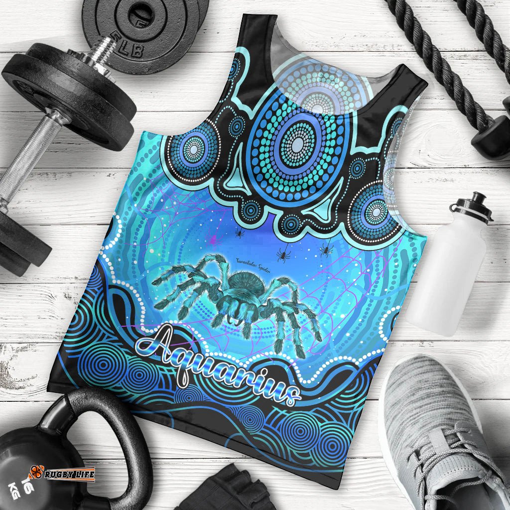 Personalised Australia Scorpio Tarantulas Spider Zodiac Men Tank Top Auz Astrology Aboriginal - Aqua