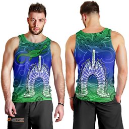 Torres Strait Islands Men Tank Top Aboriginal Art Lizard Symbol Peace