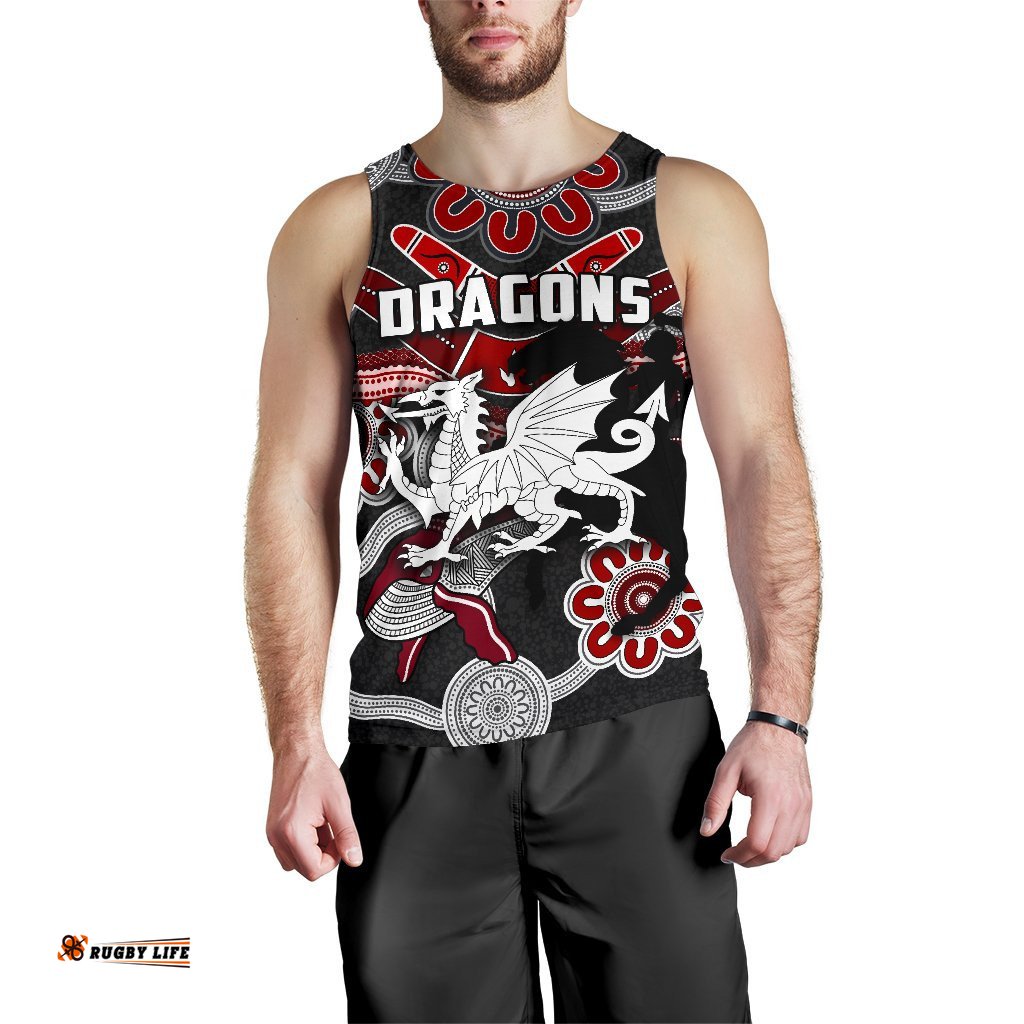 Dragons Men Tank Top St. George Indigenous Black