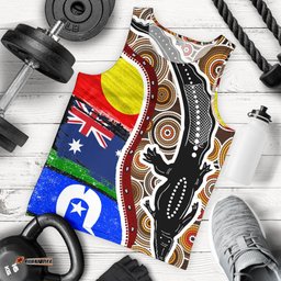 Men's Tank Top - Australian Aboriginal Crocodile With NAIDOC Flags