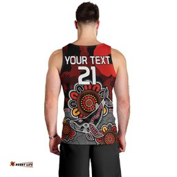 Personalised ANZAC Dolphins Rugby Men Tank Top Indigenous Circles and Waves