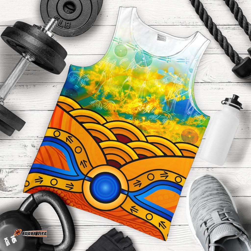 Aboriginal Men's Tank Top, Australia Kangaroo Sky