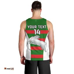 (Custom Text And Number) Rabbitohs Rugby Men Tank Top Go Souths 1908 Sporty Style White
