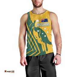 Personalised Australia Soccer Men Tank Top Green & Gold Go Socceroos