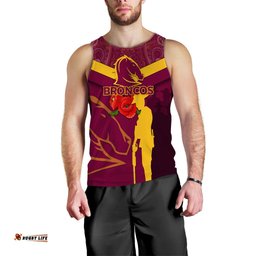 Brisbane Broncos Anzac Day Men Tank Top - Indigenous Art -