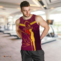 Brisbane Broncos Anzac Day Men Tank Top - Indigenous Art -