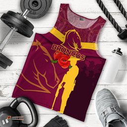 Brisbane Broncos Anzac Day Men Tank Top - Indigenous Art -