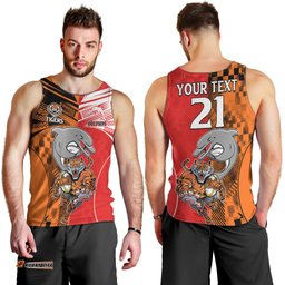 (Custom Text And Number) NRL Half Dolphins and Half Tigers Men Tank Top Sporty Style