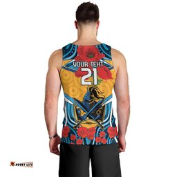 Custom GLD Titans Rugby ANZAC Men Tank Top Gallipoli Soldier With Aboriginal Art