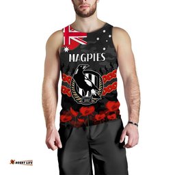 (Custom Personalised) Magpies Football ANZAC Men Tank Top Lest We Forget