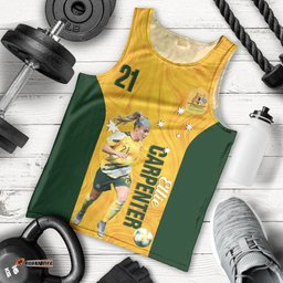 Australia Soccer Men Tank Top Ellie Carpenter Matildas Gold Version