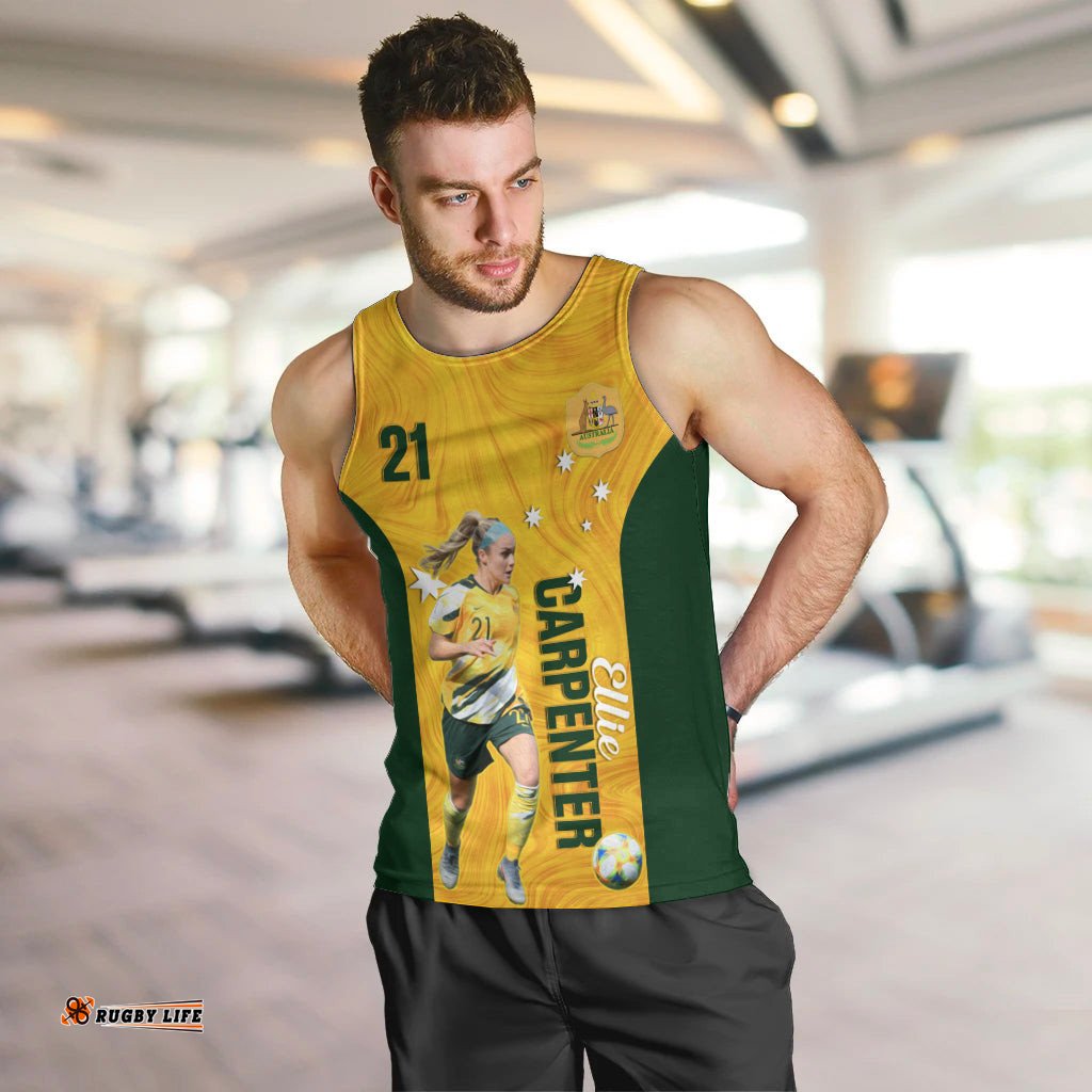 Australia Soccer Men Tank Top Ellie Carpenter Matildas Gold Version