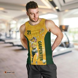 Australia Soccer Men Tank Top Ellie Carpenter Matildas Gold Version