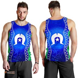 Torres Strait Islanders Men's Tank Top - Torres Symbol With Aboriginal Patterns