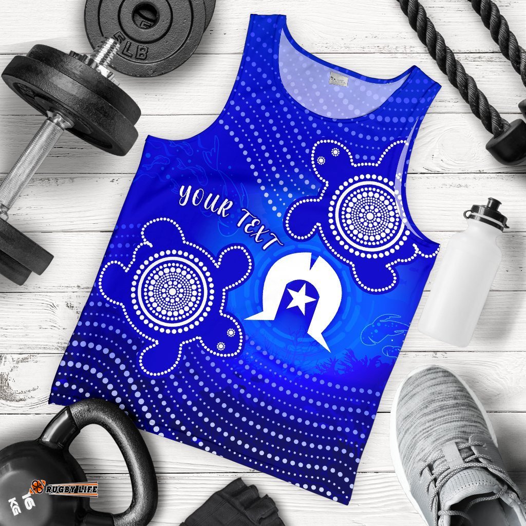 Custom Torres Strait Islanders Men's Tank Top - Torres Symbol With Indigenous Turtle