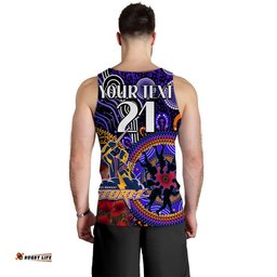 (Custom Personalised) Storm Rugby ANZAC Men Tank Top Aboriginal Military and Poppy Flowers