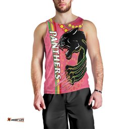 (Custom Text And Number) Panthers Rugby Men Tank Top The Mountain Men Aboriginal Art Dynamic Pink Version