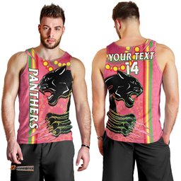(Custom Text And Number) Panthers Rugby Men Tank Top The Mountain Men Aboriginal Art Dynamic Pink Version