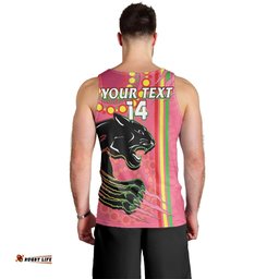 (Custom Text And Number) Panthers Rugby Men Tank Top The Mountain Men Aboriginal Art Dynamic Pink Version
