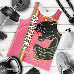 (Custom Text And Number) Panthers Rugby Men Tank Top The Mountain Men Aboriginal Art Dynamic Pink Version