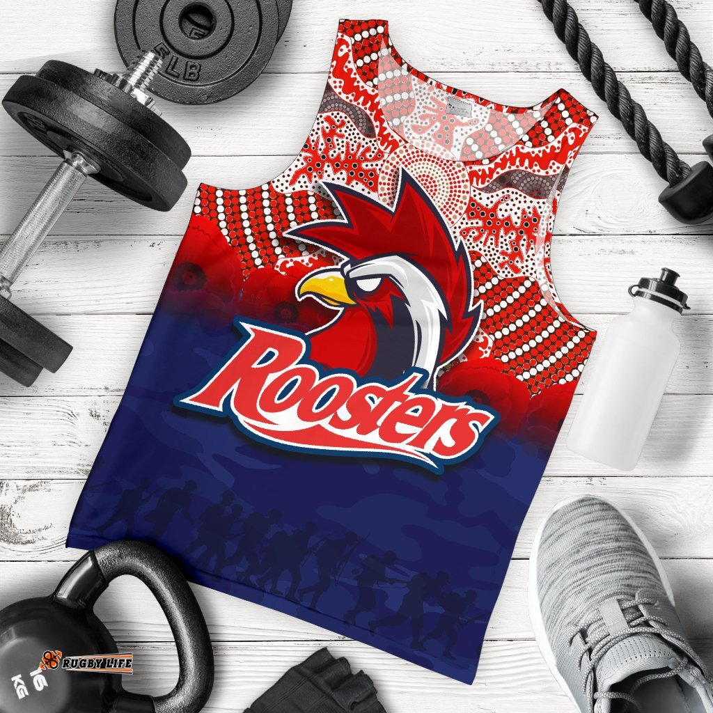 Roosters Men's Tank Top Anzac Day Aboriginal