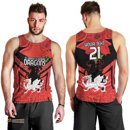 Custom Dragons Rugby ANZAC Men Tank Top Gallipoli Soldier With Aboriginal Art