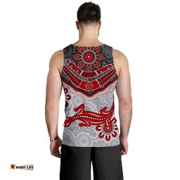 Aboriginal Men's Tank Top - Indigenous Boomerang and Lizard Art