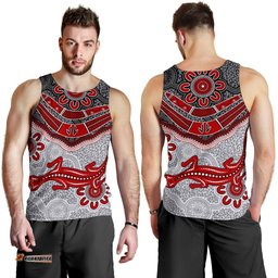 Aboriginal Men's Tank Top - Indigenous Boomerang and Lizard Art