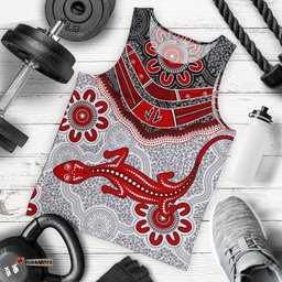 Aboriginal Men's Tank Top - Indigenous Boomerang and Lizard Art