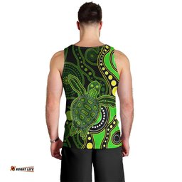 Aboriginal Turtle Men Tank Top Green Style