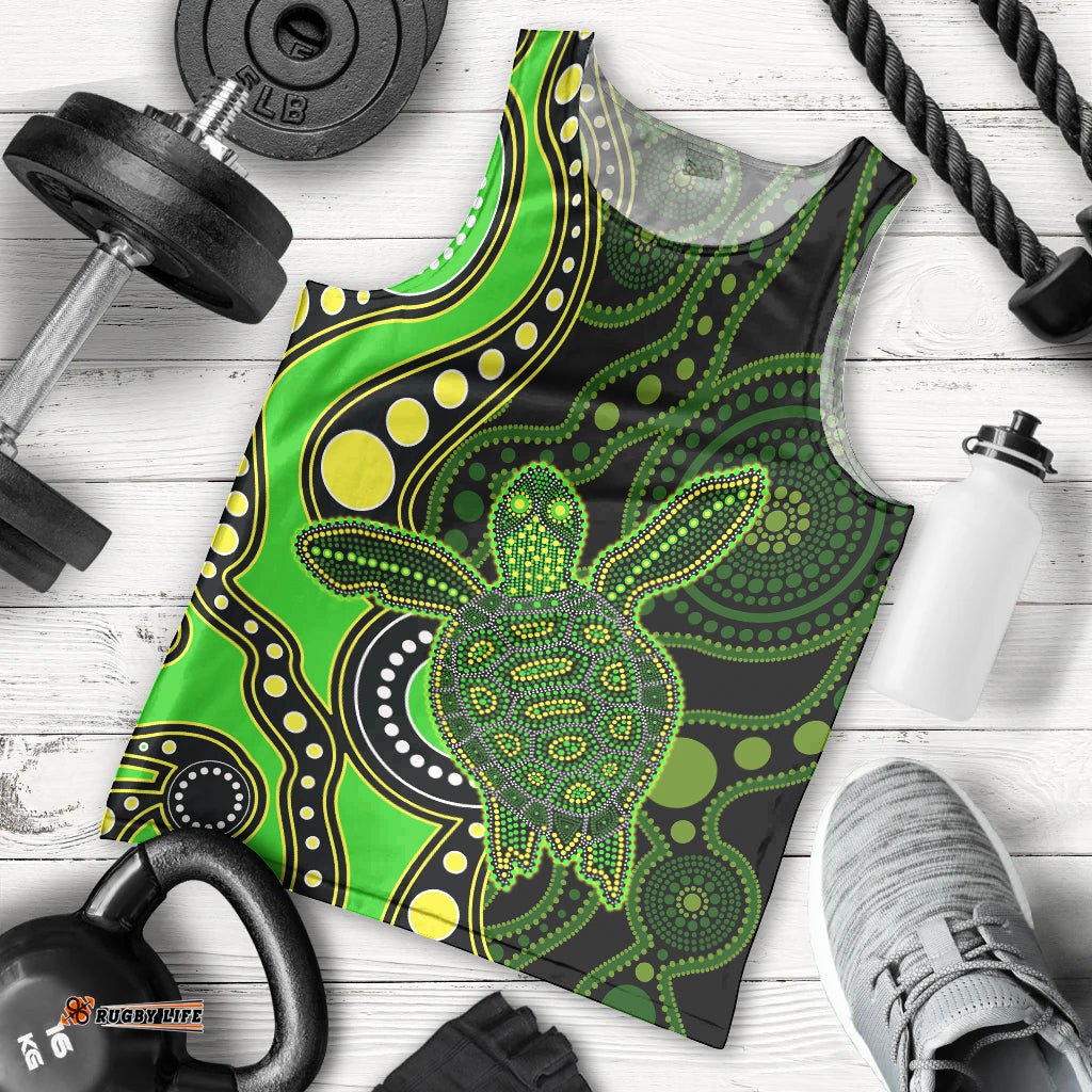 Aboriginal Turtle Men Tank Top Green Style