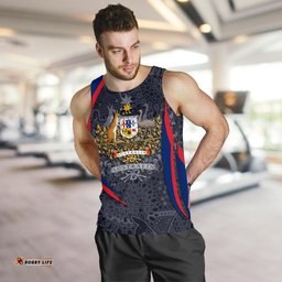Aboriginal Men's Tank Top, Australian Coat of Arms - Aussie Spirit