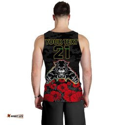 (Custom Personalised) Panthers Rugby ANZAC Men Tank Top Angry Panther Camouflage With Poppy