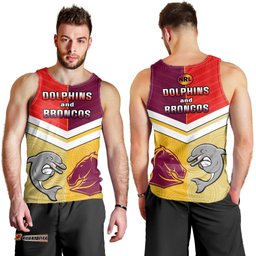 Dolphins Mix Broncos Rugby Men Tank Top Indigenous Art