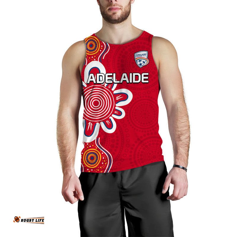 (Custom Personalised) Adelaide United Soccer Men Tank Top The Reds Simple Aboriginal
