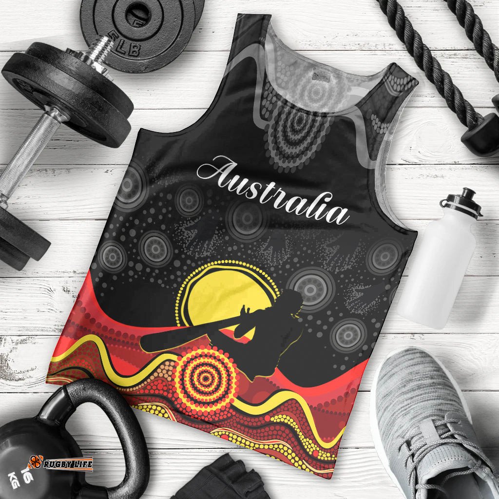 (Custom Personalised) Australian Indigenous Men Tank Top Didgeridoo Man Circle Aboriginal Art