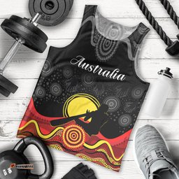 (Custom Personalised) Australian Indigenous Men Tank Top Didgeridoo Man Circle Aboriginal Art