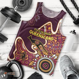 Queensland Rugby Men Tank Top State of Origin Go Maroons Indigenous Tribal