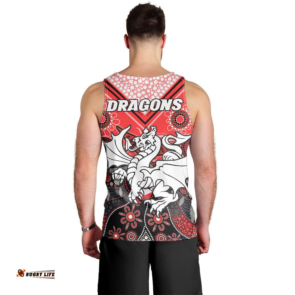 Dragons Rugby Men Tank Top Indigenous Pattern Artsy Version