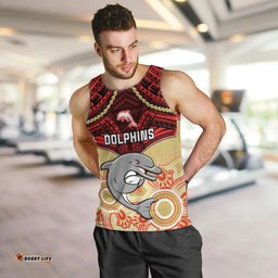 Personalised Dolphins Rugby Men Tank Top Aboriginal Mix Polynesian Pattern