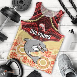 Personalised Dolphins Rugby Men Tank Top Aboriginal Mix Polynesian Pattern