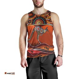 Aboriginal Men's Tank Top - Kangaroo With Dot Painting