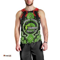Sydney Thunder ANZAC 2024 Men Tank Top Lest We Forget Poppy Mix Camouflage