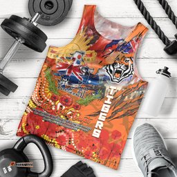 Personalised Australia Rugby Tigers ANZAC Men Tank Top Wests Scratch Style