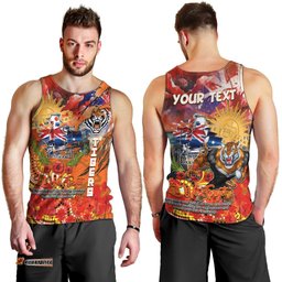 Personalised Australia Rugby Tigers ANZAC Men Tank Top Wests Scratch Style