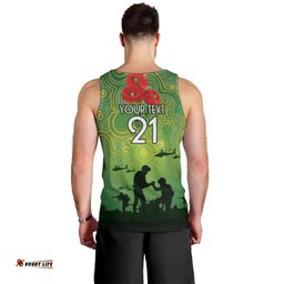 Custom Raiders Rugby ANZAC Men Tank Top Canberra The Military Soldiers