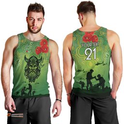 Custom Raiders Rugby ANZAC Men Tank Top Canberra The Military Soldiers