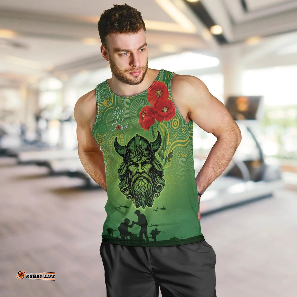 Custom Raiders Rugby ANZAC Men Tank Top Canberra The Military Soldiers